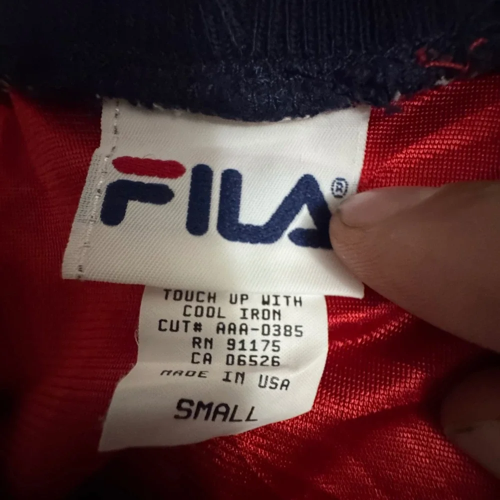 Vintage Fila Basketball Jersey Tank Top Red Navy White Made in USA Small